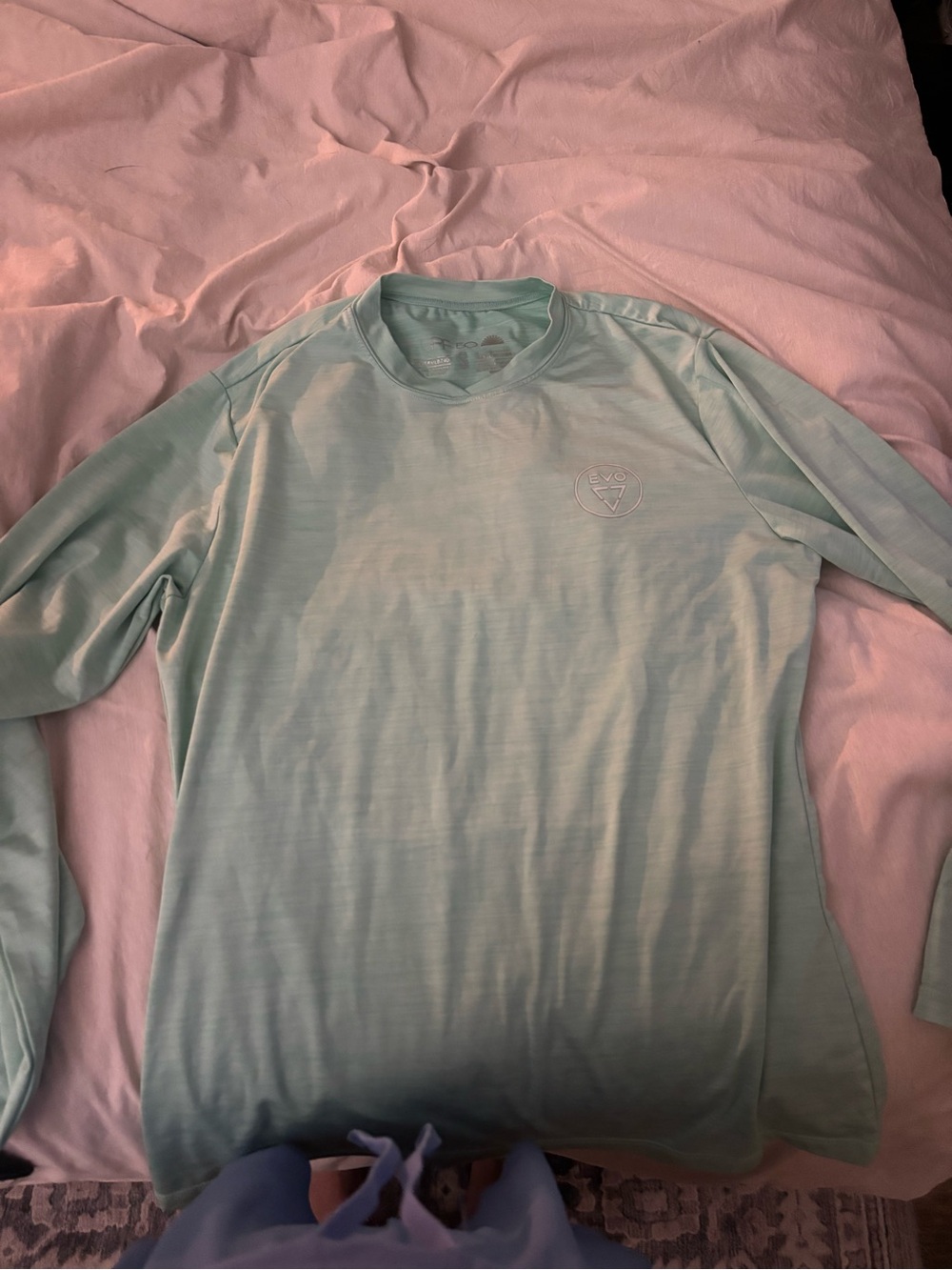 Men's Mint Long Sleeve Performance Tee with Subtle Logo